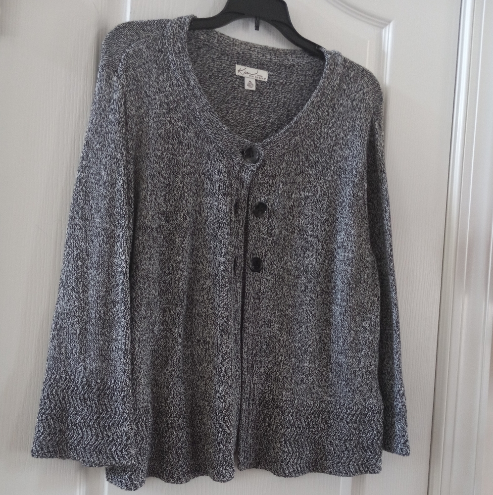 Kim Rogers PL 3 Button Gray Cardigan